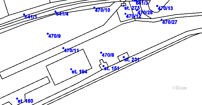 Parcela st. 470/8 v KÚ Račice u Štětí, Katastrální mapa