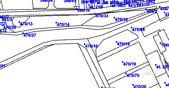 Parcela st. 470/16 v KÚ Račice u Štětí, Katastrální mapa