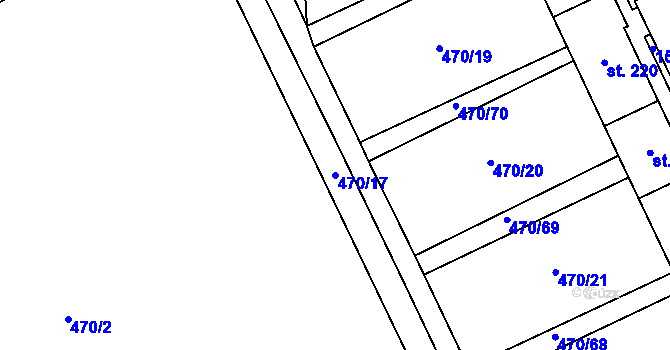 Parcela st. 470/17 v KÚ Račice u Štětí, Katastrální mapa
