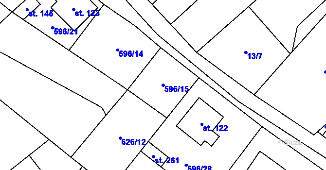 Parcela st. 596/15 v KÚ Račice u Štětí, Katastrální mapa