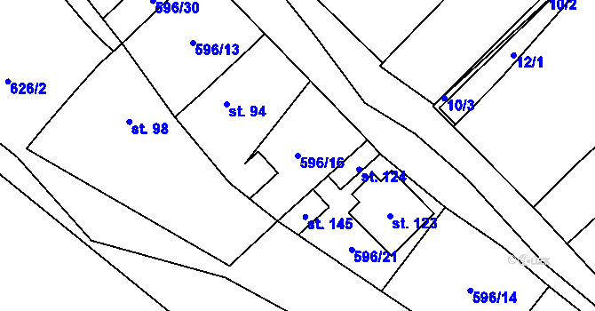 Parcela st. 596/16 v KÚ Račice u Štětí, Katastrální mapa