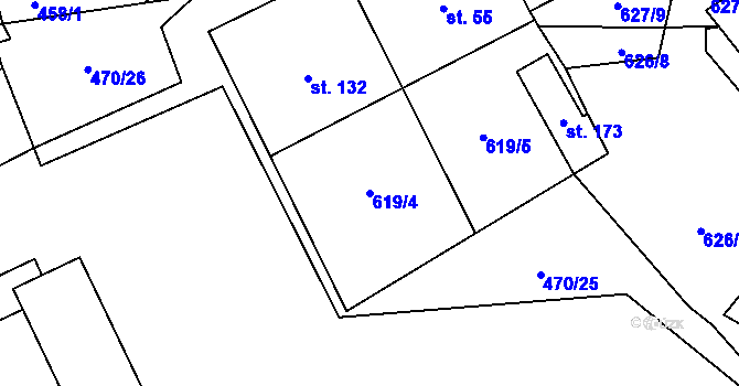 Parcela st. 619/4 v KÚ Račice u Štětí, Katastrální mapa