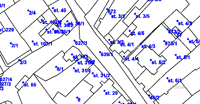 Parcela st. 639/1 v KÚ Račice u Štětí, Katastrální mapa
