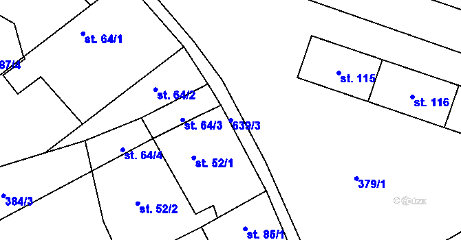 Parcela st. 639/3 v KÚ Račice u Štětí, Katastrální mapa