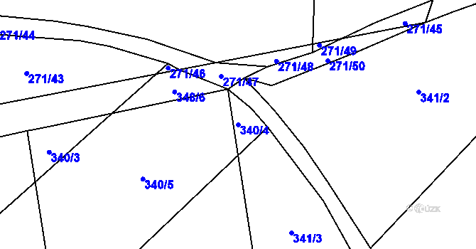 Parcela st. 340/4 v KÚ Račice u Štětí, Katastrální mapa