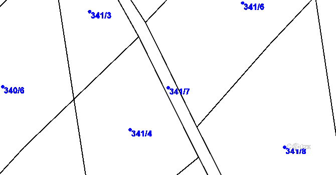 Parcela st. 341/7 v KÚ Račice u Štětí, Katastrální mapa