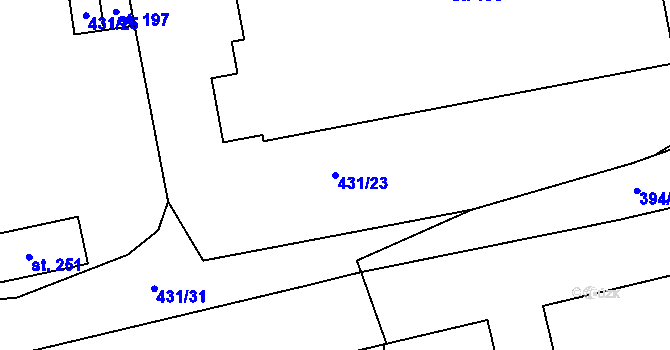 Parcela st. 431/23 v KÚ Račice u Štětí, Katastrální mapa