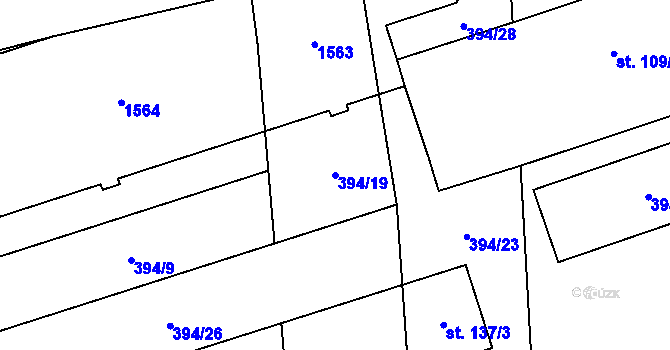 Parcela st. 394/19 v KÚ Račice u Štětí, Katastrální mapa