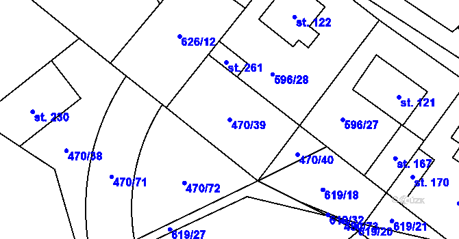 Parcela st. 470/39 v KÚ Račice u Štětí, Katastrální mapa