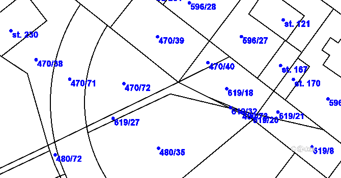 Parcela st. 619/26 v KÚ Račice u Štětí, Katastrální mapa