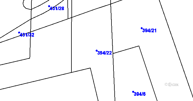 Parcela st. 394/22 v KÚ Račice u Štětí, Katastrální mapa