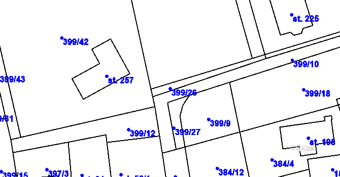 Parcela st. 399/26 v KÚ Račice u Štětí, Katastrální mapa