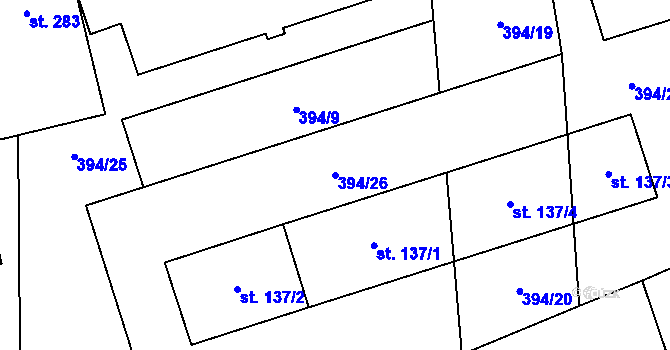 Parcela st. 394/26 v KÚ Račice u Štětí, Katastrální mapa
