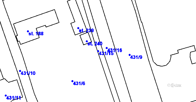 Parcela st. 431/15 v KÚ Račice u Štětí, Katastrální mapa