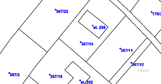 Parcela st. 367/15 v KÚ Račice u Štětí, Katastrální mapa
