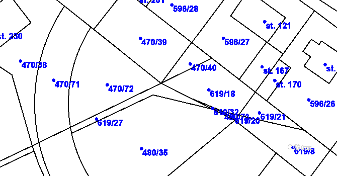 Parcela st. 619/31 v KÚ Račice u Štětí, Katastrální mapa