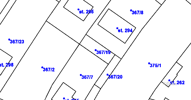Parcela st. 367/19 v KÚ Račice u Štětí, Katastrální mapa