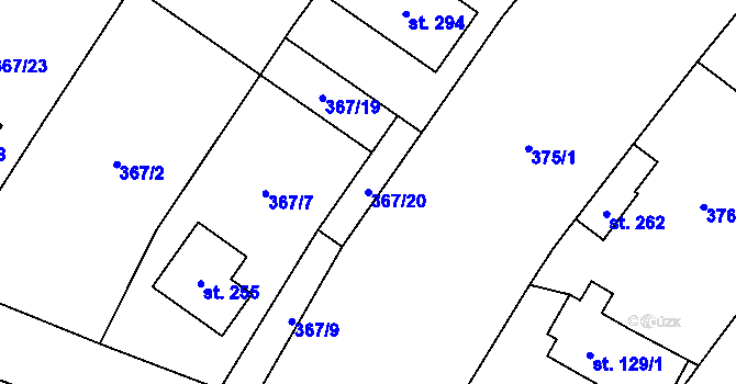 Parcela st. 367/20 v KÚ Račice u Štětí, Katastrální mapa