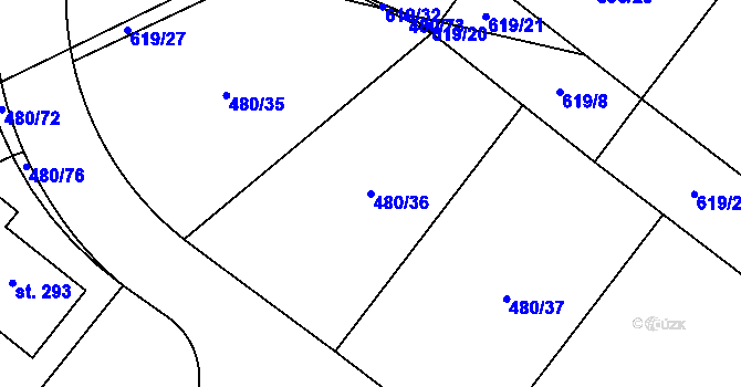 Parcela st. 480/36 v KÚ Račice u Štětí, Katastrální mapa