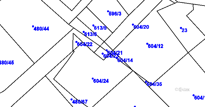 Parcela st. 604/23 v KÚ Račice u Štětí, Katastrální mapa