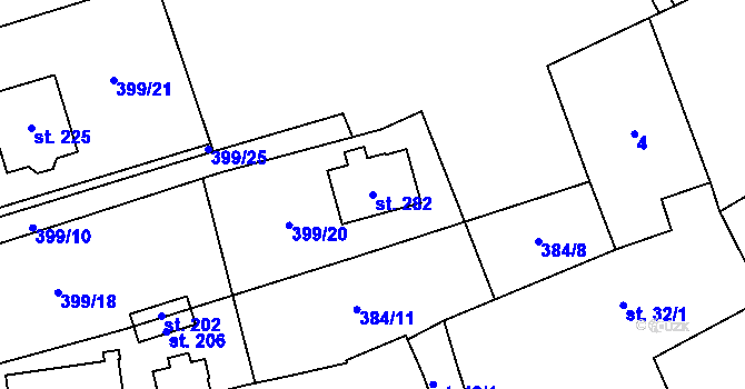 Parcela st. 282 v KÚ Račice u Štětí, Katastrální mapa