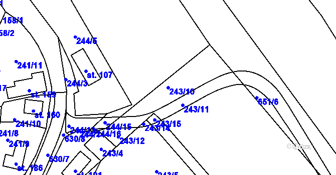 Parcela st. 243/10 v KÚ Račice u Štětí, Katastrální mapa