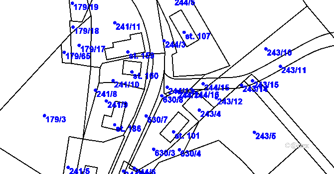 Parcela st. 244/13 v KÚ Račice u Štětí, Katastrální mapa