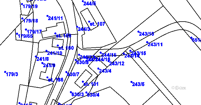 Parcela st. 244/15 v KÚ Račice u Štětí, Katastrální mapa