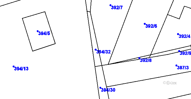 Parcela st. 394/32 v KÚ Račice u Štětí, Katastrální mapa