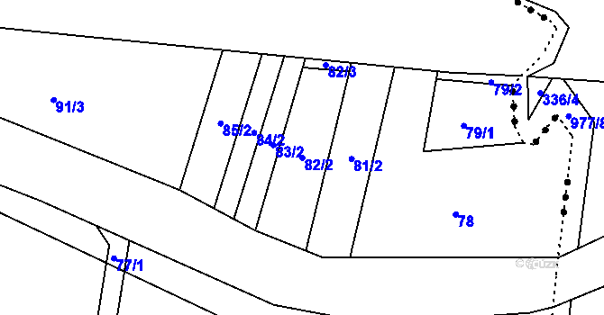 Parcela st. 82/2 v KÚ Račice u Hrotovic, Katastrální mapa
