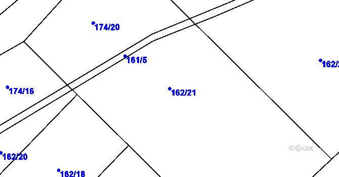 Parcela st. 162/21 v KÚ Račice u Hrotovic, Katastrální mapa
