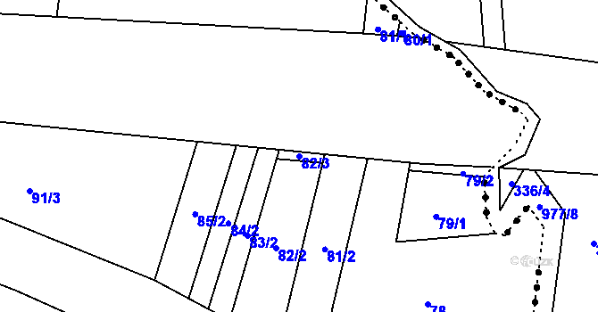 Parcela st. 82/3 v KÚ Račice u Hrotovic, Katastrální mapa