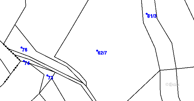 Parcela st. 62/7 v KÚ Račice u Dlouhého, Katastrální mapa