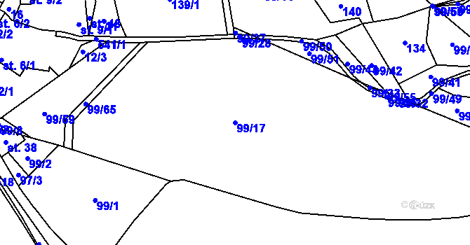 Parcela st. 99/17 v KÚ Račice u Dlouhého, Katastrální mapa