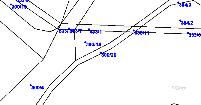 Parcela st. 300/20 v KÚ Račice u Dlouhého, Katastrální mapa