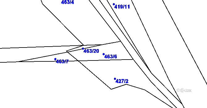 Parcela st. 463/6 v KÚ Račice u Dlouhého, Katastrální mapa