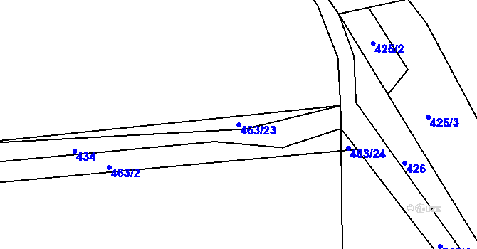 Parcela st. 463/23 v KÚ Račice u Dlouhého, Katastrální mapa