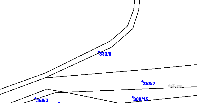 Parcela st. 533/8 v KÚ Račice u Dlouhého, Katastrální mapa