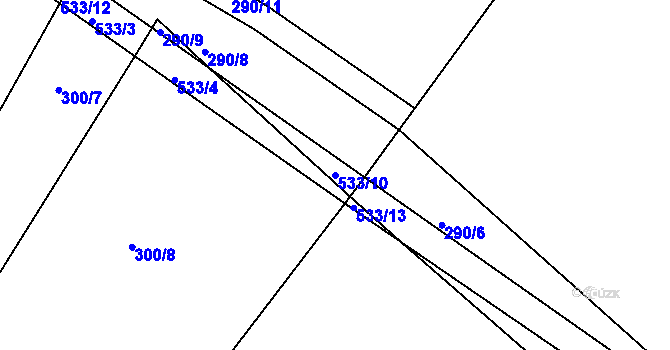Parcela st. 533/10 v KÚ Račice u Dlouhého, Katastrální mapa