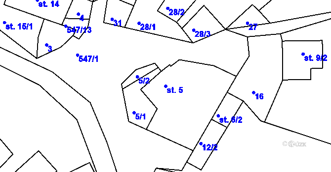 Parcela st. 5 v KÚ Račice u Dlouhého, Katastrální mapa