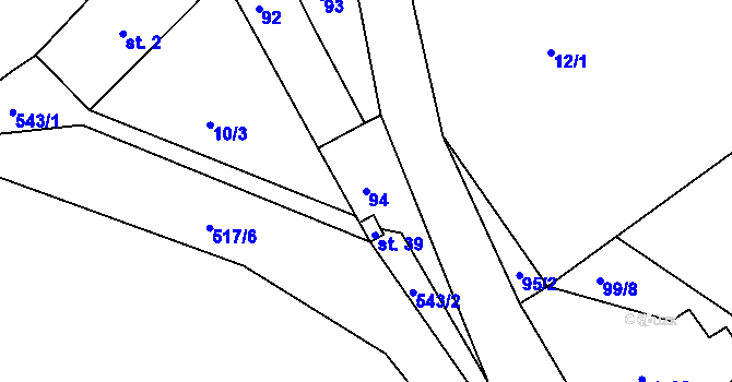 Parcela st. 94 v KÚ Račice u Dlouhého, Katastrální mapa