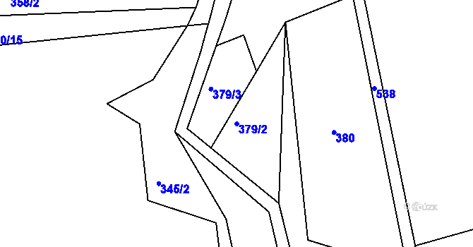 Parcela st. 379/2 v KÚ Račice u Dlouhého, Katastrální mapa