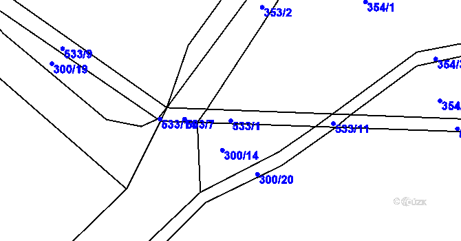 Parcela st. 533/1 v KÚ Račice u Dlouhého, Katastrální mapa
