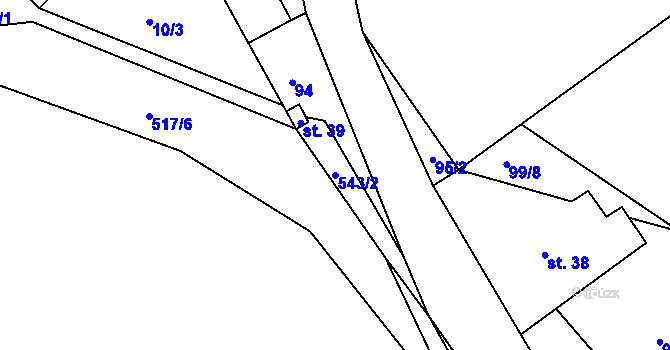 Parcela st. 543/2 v KÚ Račice u Dlouhého, Katastrální mapa