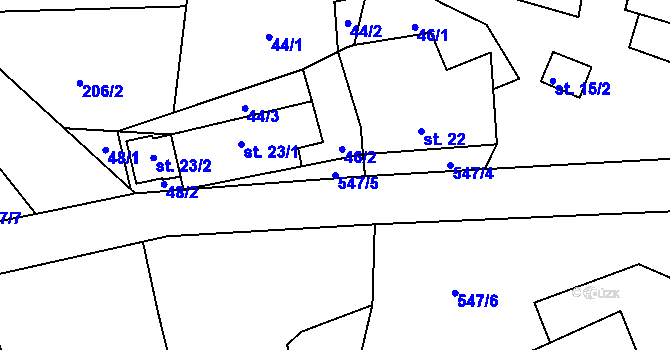 Parcela st. 547/5 v KÚ Račice u Dlouhého, Katastrální mapa