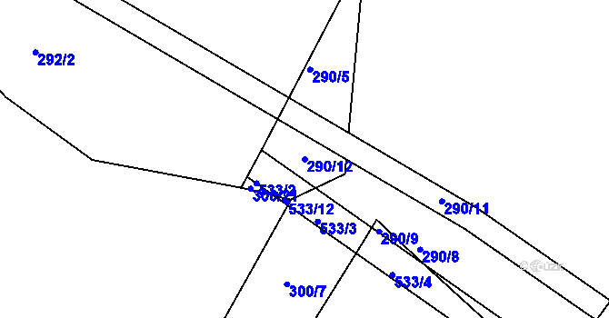 Parcela st. 290/12 v KÚ Račice u Dlouhého, Katastrální mapa