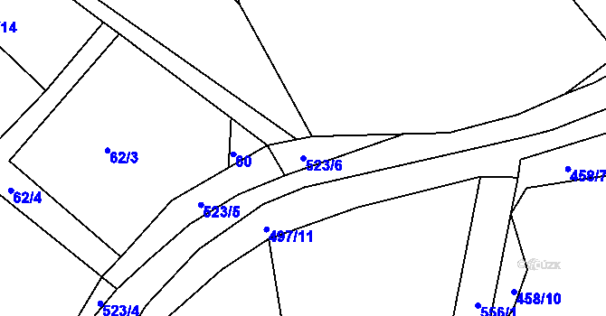 Parcela st. 523/6 v KÚ Račice u Dlouhého, Katastrální mapa