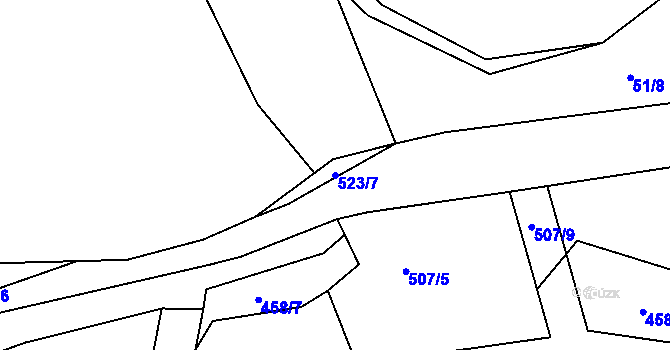 Parcela st. 523/7 v KÚ Račice u Dlouhého, Katastrální mapa