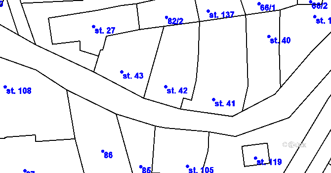 Parcela st. 42 v KÚ Pístovice, Katastrální mapa