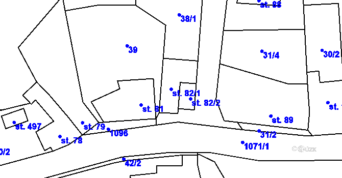 Parcela st. 82/1 v KÚ Pístovice, Katastrální mapa